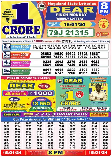 dear lottery result 15.04 22|Nagaland Dear 20 Fortnightly Lottery Result (15.